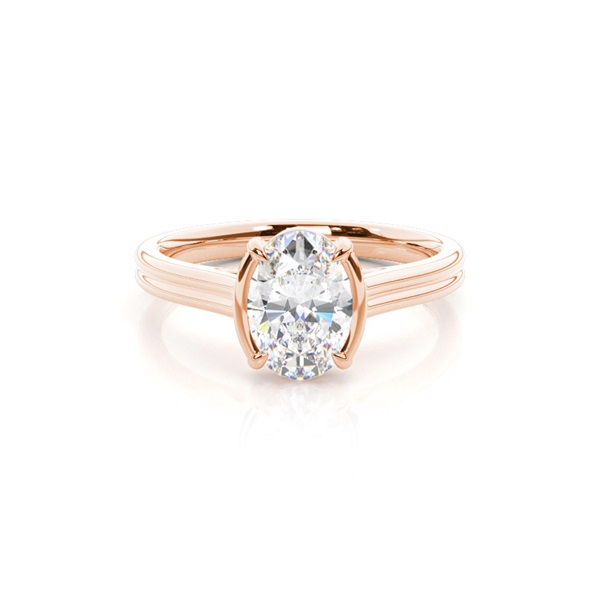 Semi Bezel Look Dual Shank Solitaire Engagement Ring
