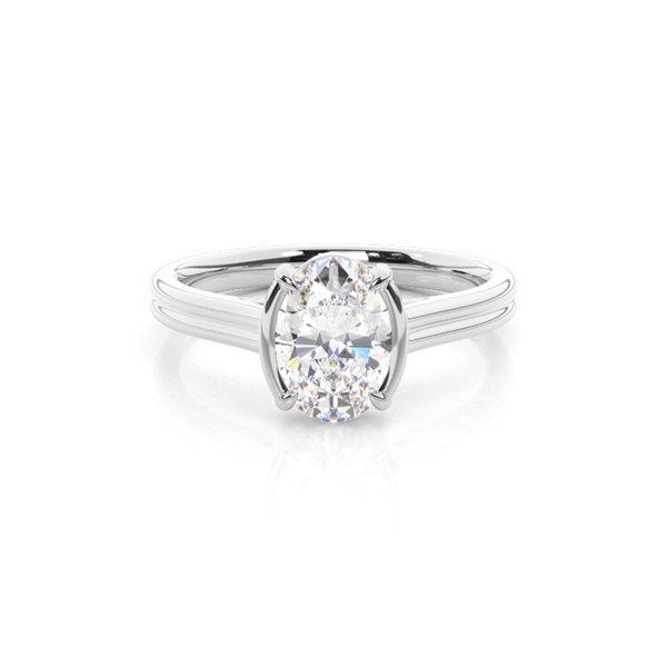 Semi Bezel Look Dual Shank Solitaire Engagement Ring