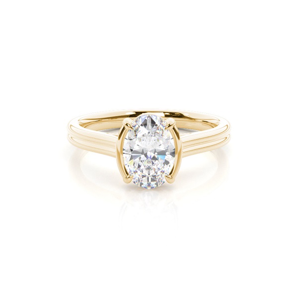 Semi Bezel Look Dual Shank Solitaire Engagement Ring