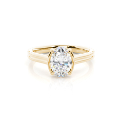 Semi Bezel Look Dual Shank Solitaire Engagement Ring