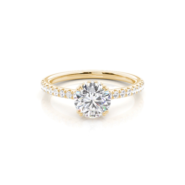 Mehrlagiger Verlobungsring mit verstecktem Halo und Diamantakzenten