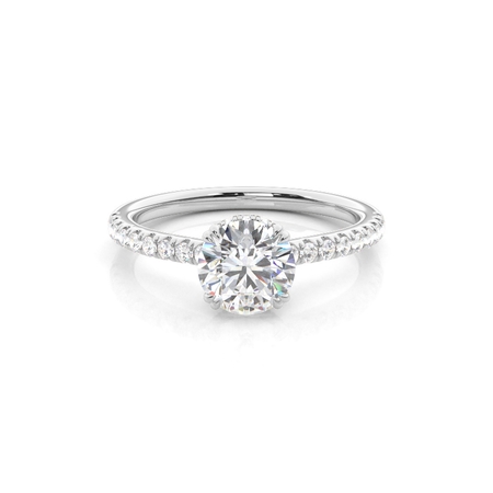 Layered Hidden Halo Diamond Accent Engagement Ring