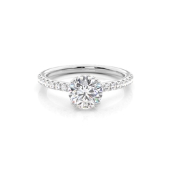 Layered Hidden Halo Diamond Accent Engagement Ring