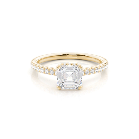 Layered Hidden Halo Diamond Accent Engagement Ring