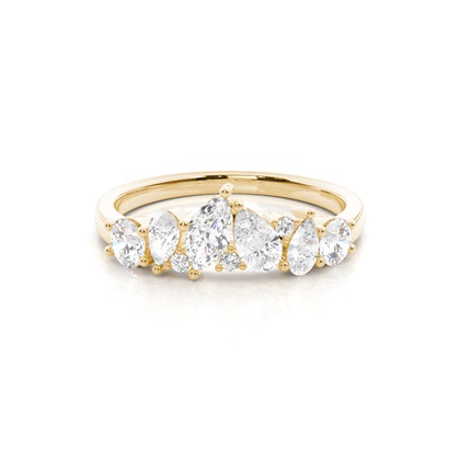 Sculpted Pear And Round Diamond Wedding Ring