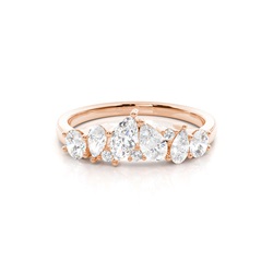 Sculpted Pear And Round Diamond Wedding Ring