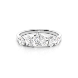 Sculpted Pear And Round Diamond Wedding Ring