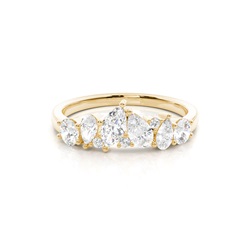 Sculpted Pear And Round Diamond Wedding Ring