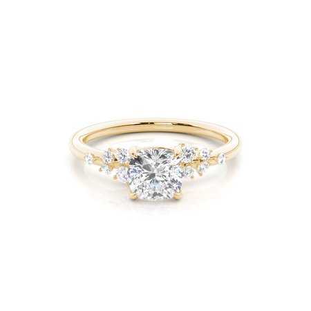 Cushion Side Stone Diamond Rings
