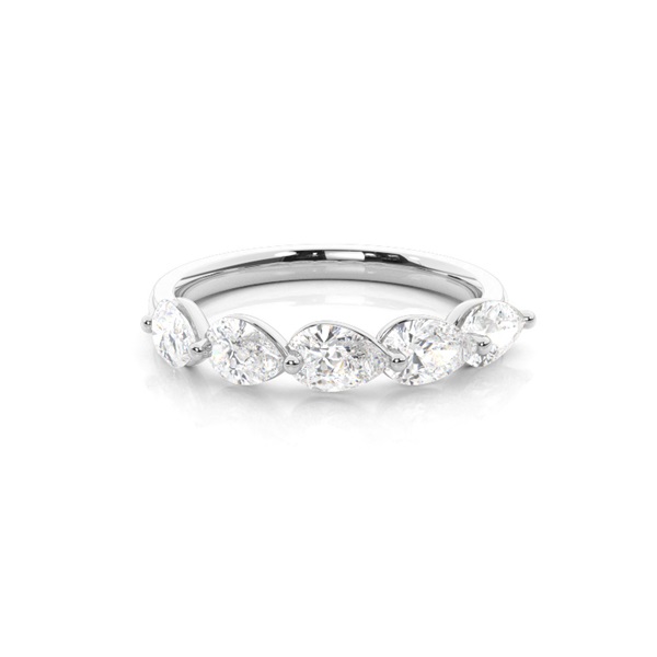 Timeless Pear Diamond Overlay Half Eternity Band