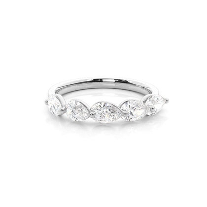 Timeless Pear Diamond Overlay Half Eternity Band