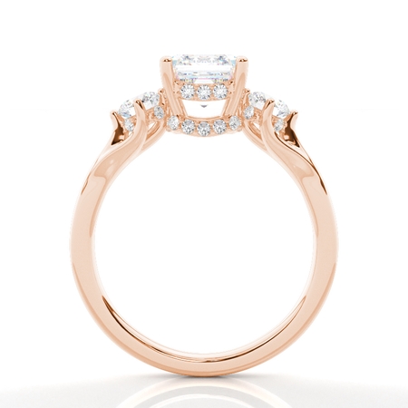 Trilogie Verlobungsring mit Asscher Diamant und verstecktem Halo