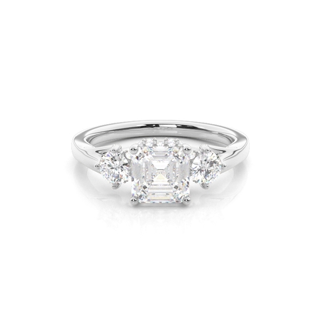 Asscher 3 Stone Diamond Rings