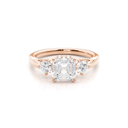 Hidden Halo Trilogy Asscher Diamond Engagement Ring