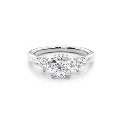 Hidden Halo Trilogy Cushion Diamond Engagement Ring