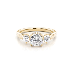 Hidden Halo Trilogy Cushion Diamond Engagement Ring