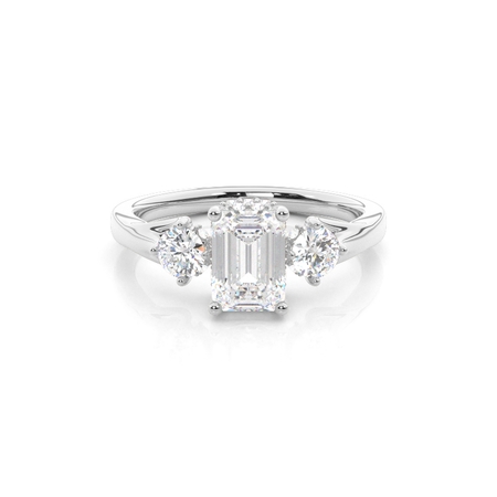 Emerald Diamond Rings Three Stone
