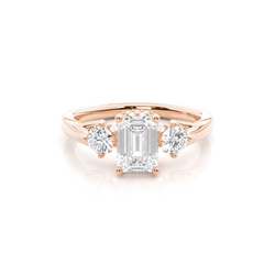 Hidden Halo Trilogy Emerald Diamond Engagement Ring
