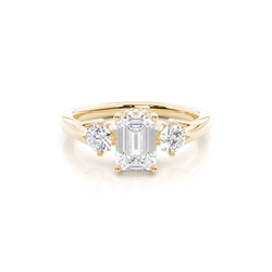 Hidden Halo Trilogy Emerald Diamond Engagement Ring