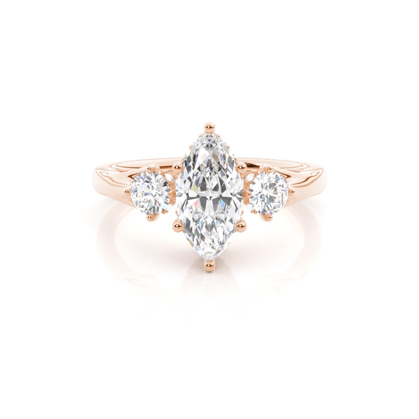 Hidden Halo Trilogy Marquise Diamond Engagement Ring