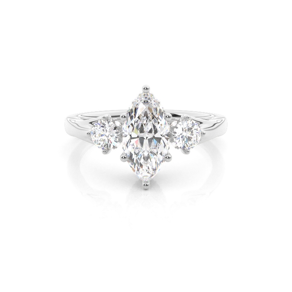 Hidden Halo Trilogy Marquise Diamond Engagement Ring