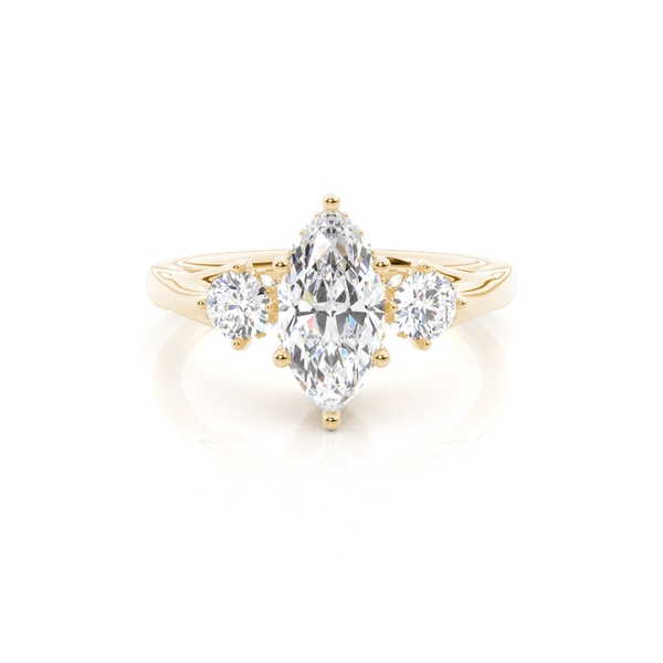 Hidden Halo Trilogy Marquise Diamond Engagement Ring