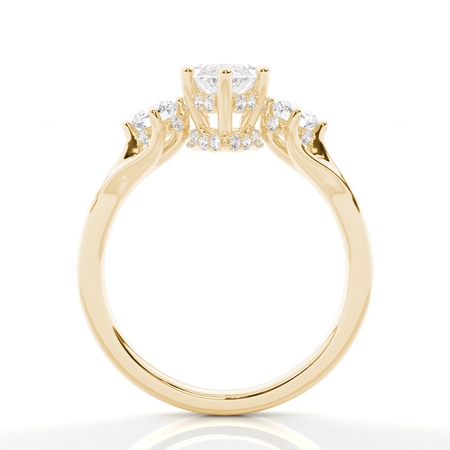 Trilogie Verlobungsring mit Marquise Diamant und verstecktem Halo