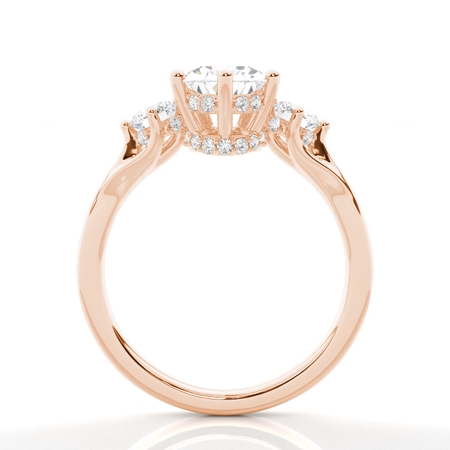 Trilogie Verlobungsring mit Tropfen Diamant und verstecktem Halo