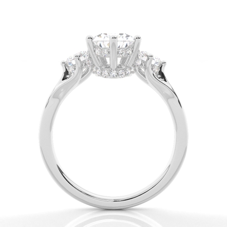 Trilogie Verlobungsring mit Tropfen Diamant und verstecktem Halo