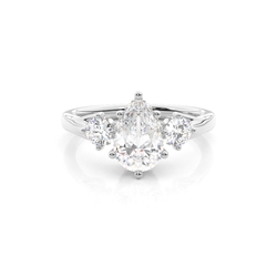 Hidden Halo Trilogy Pear Diamond Engagement Ring