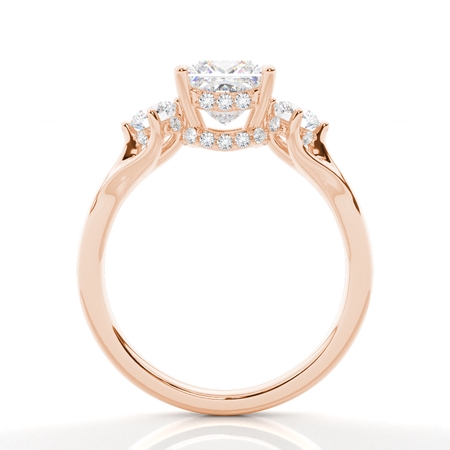 Trilogie Verlobungsring mit Prinzessin Diamant und verstecktem Halo