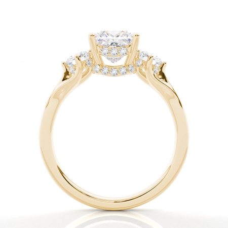 Trilogie Verlobungsring mit Prinzessin Diamant und verstecktem Halo