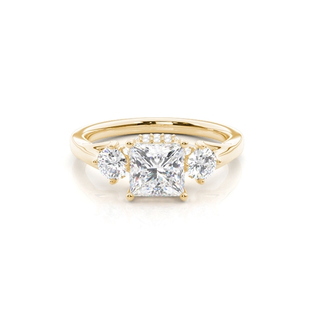 Princess Yellow Gold Diamond Rings Three Stone