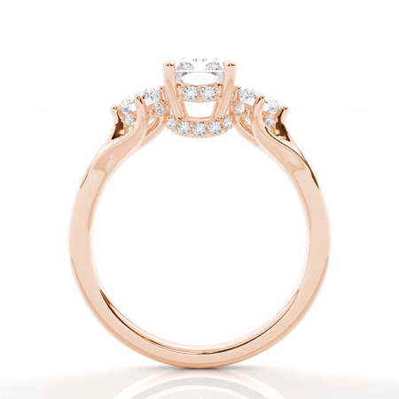 Trilogie Verlobungsring mit Radiant Diamant und verstecktem Halo