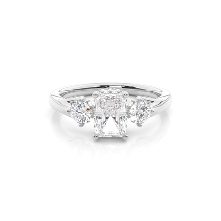 Hidden Halo Trilogy Radiant Diamond Engagement Ring
