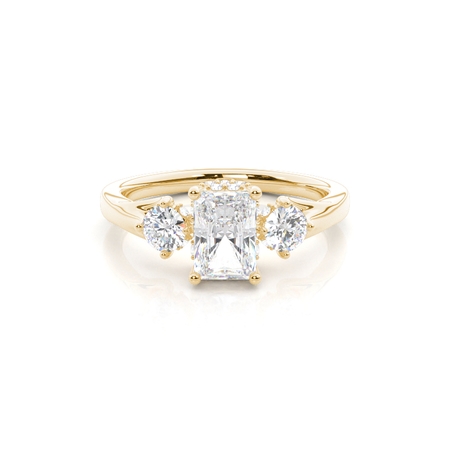 Hidden Halo Trilogy Radiant Diamond Engagement Ring
