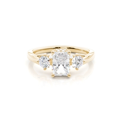 Hidden Halo Trilogy Radiant Diamond Engagement Ring
