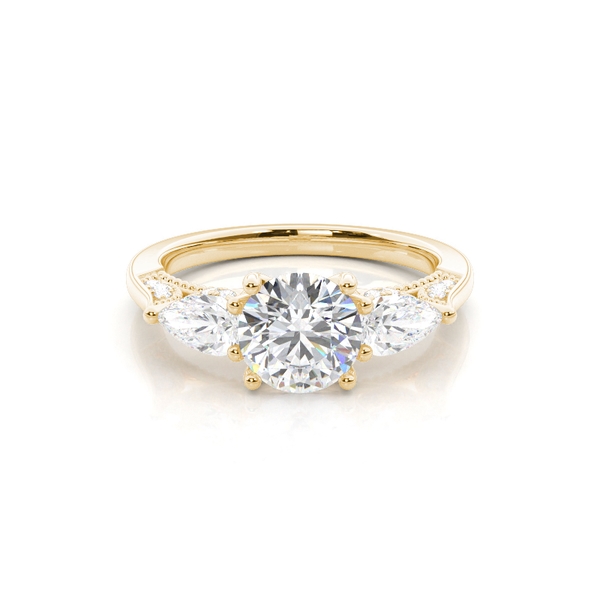 Hidden Halo Trilogy Round Diamond Engagement Ring