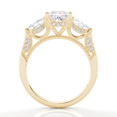 Trilogie Verlobungsring mit Prinzessin Diamant und verstecktem Halo