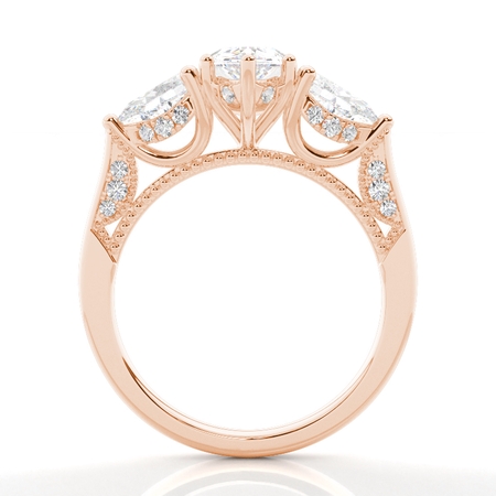 Trilogie Verlobungsring mit Tropfen Diamant und verstecktem Halo