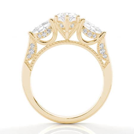 Trilogie Verlobungsring mit Tropfen Diamant und verstecktem Halo