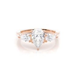 Hidden Halo Trilogy Pear Diamond Engagement Ring