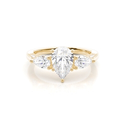 Hidden Halo Trilogy Pear Diamond Engagement Ring