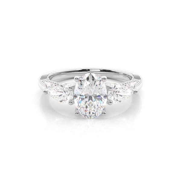 Hidden Halo Trilogy Oval Diamond Engagement Ring