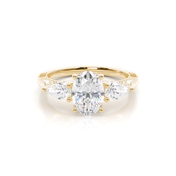 Hidden Halo Trilogy Oval Diamond Engagement Ring