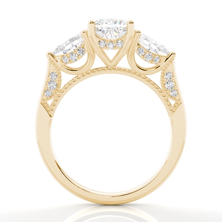 Trilogie Verlobungsring mit Kissen Diamant und verstecktem Halo