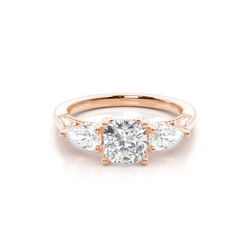 Hidden Halo Trilogy Cushion Diamond Engagement Ring