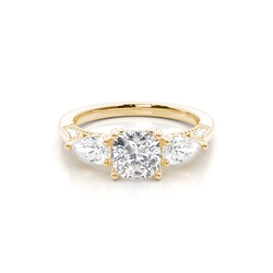 Hidden Halo Trilogy Cushion Diamond Engagement Ring