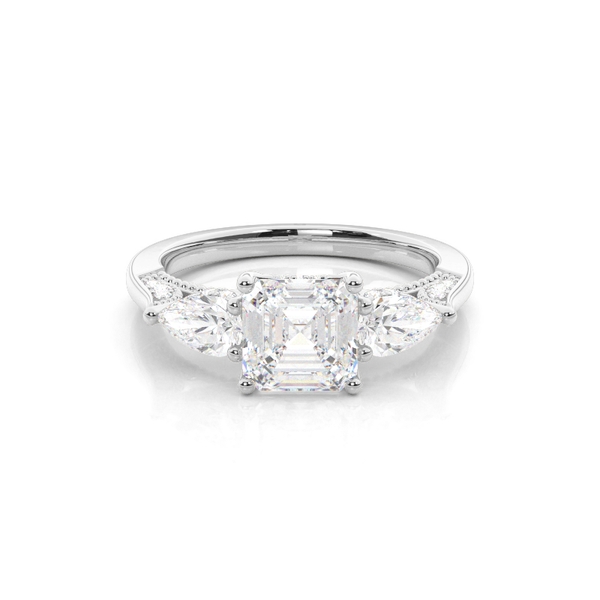 Hidden Halo Trilogy Asscher Diamond Engagement Ring
