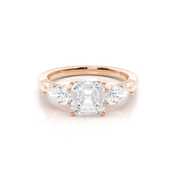 Hidden Halo Trilogy Asscher Diamond Engagement Ring